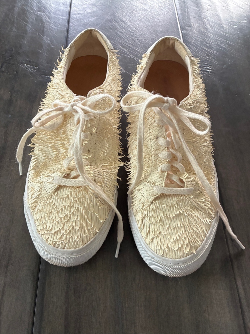Loeffler Randall Logan Sneakers in Cream Fringe - Size 10